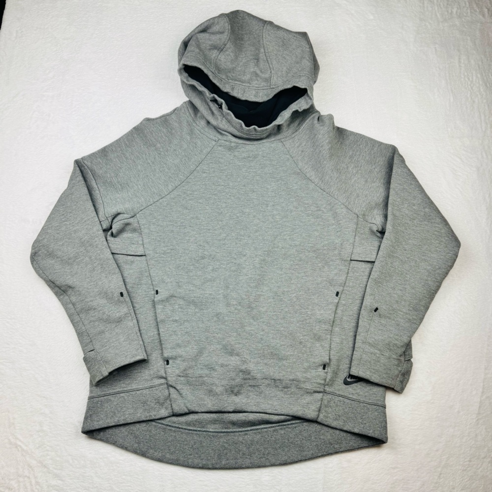 Nike Tech Women’s Fleece Funnel Hoodie. 
Gray /black. Size M .